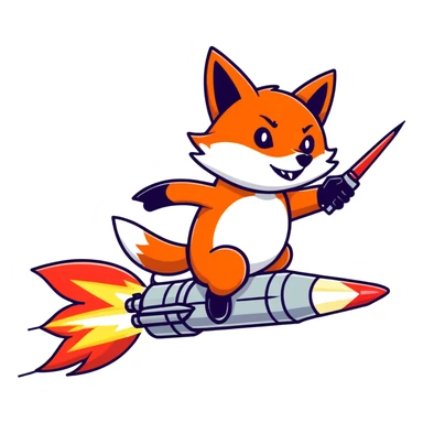 Evil Fox firing a rocket sticker