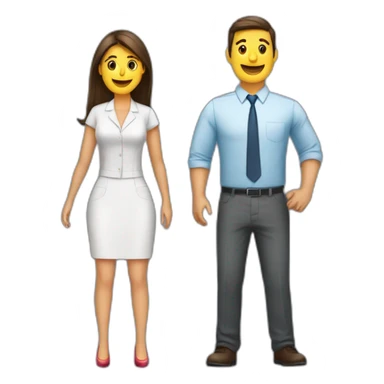 Mujer y hombre vestidos informal trabajando en una oficina sticker