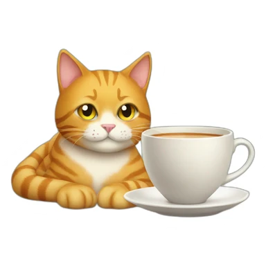 ginger cat with a cup of tea sticker