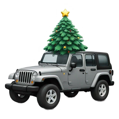 un emoji avec un sapin de noel couper sur un toit de jeep gris sticker