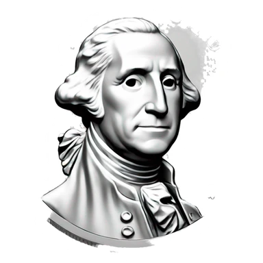 A silver coin with George Washington on it sticker