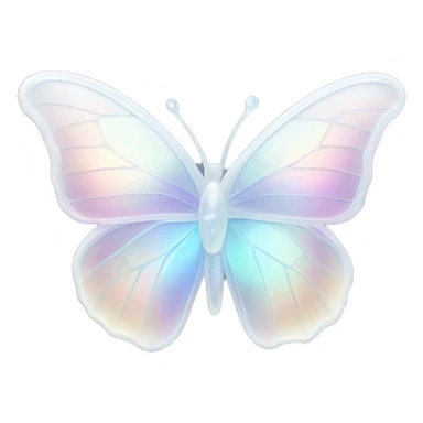 Pastel white iridescent glass crystal butterfly sticker