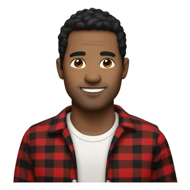 Man with black hair, light skin, brown eyes wearing red and black buffalo plaid pjs sticker