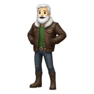 biff wiff santa beard wearing a leather jacket (full body, ios17) sticker