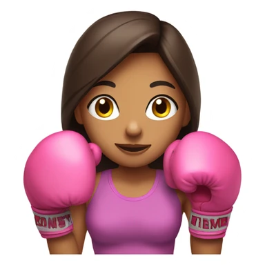 Brunette white girl wearing pink boxing gloves sticker