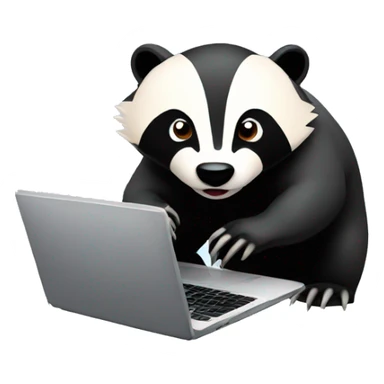 angry badger using a laptop sticker