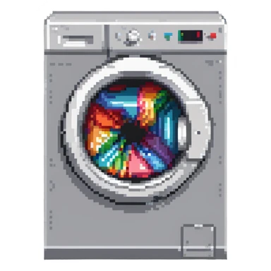 washing machine with door open, laundry appliance sticker