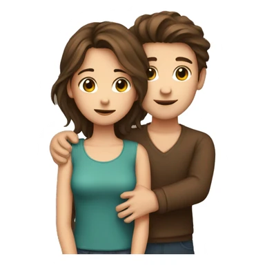Brown hair Boy and brown hair girl cuddling sticker