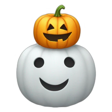 Cubic snowman with a pumpkin in the face sticker