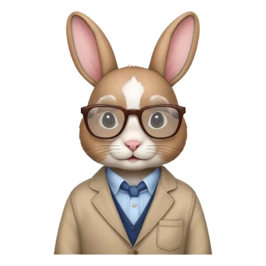 rabbit with clothes and wearing glasses sticker