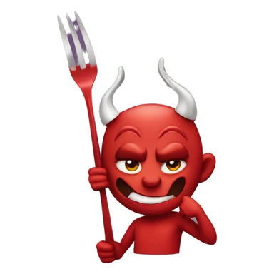 Devil holding fork sticker