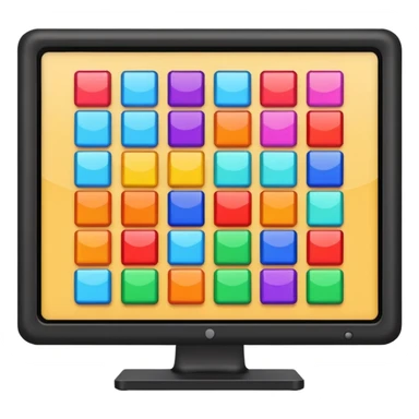 A monitor screen, showing some colorful layouts like scquares, rectangles, etc. sticker