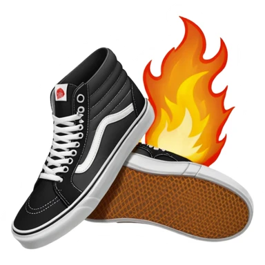 Vans shoes black skate and fire in front logo sticker