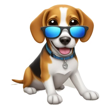 Happy beagle surfing in the sun with sunglasses sticker