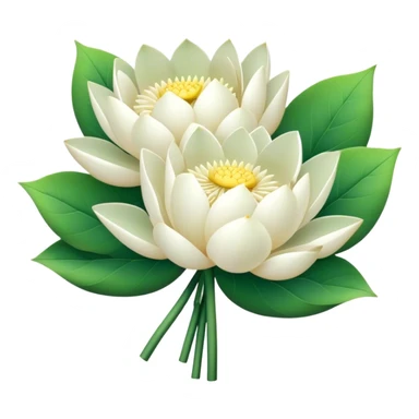 bouquet white lotus,stem, leaf sticker