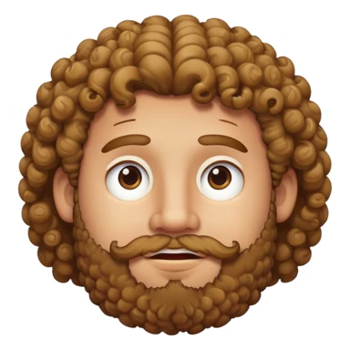tan guy with curly hair, beard, chubby cheeks, neutral expression sticker