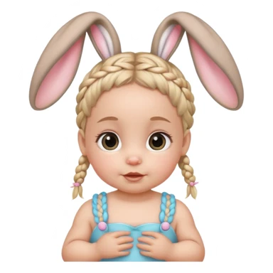 bunny ear accessory wearing baby braided hair sticker