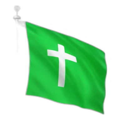 White flag on a flagpole with a green cross sticker