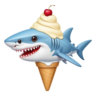 Shark with ice cream hat (scoop of vanilla with cherry on top) sticker