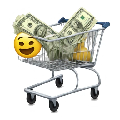 Mrbest with a shopping cart with dollars inside sticker
