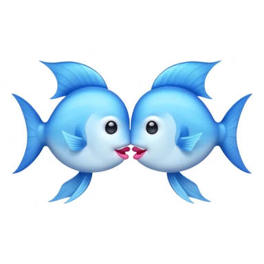 two cute pale blue fishes kissing sticker