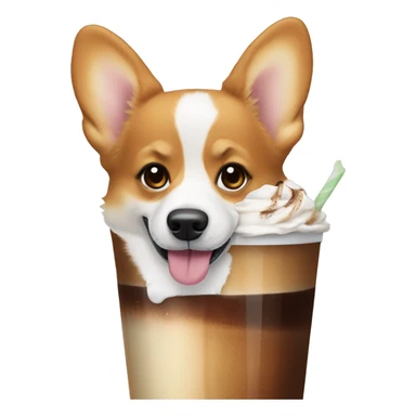 Corgi with an ice mocha sticker