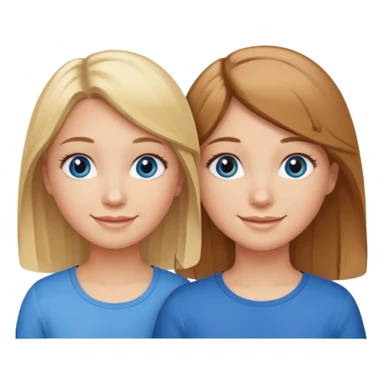 Two girls one with blond hair and one with brown hair both blue eyes saying six seven  sticker