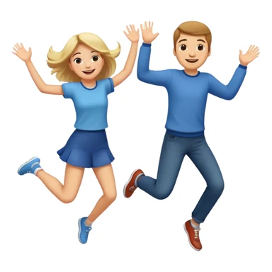 girl and guy jumping together  sticker