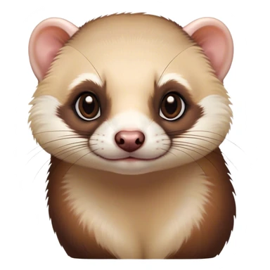 Cinematic Noble sable ferret Portrait Emoji, Poised and dignified, with a sleek, elongated body and a distinct sable ferret head featuring a pointed snout, small, rounded ears, and intelligent, beady eyes, covered in soft, sleek fur with natural brown and cream hues, Simplified yet sharp and sophisticated features, highly detailed, glowing with a warm, natural glow, high shine, exuding an air of quiet confidence, focused and watchful, soft glowing outline, capturing the essence of a clever and majestic sable ferret that feels as though it could leap from the screen with effortless grace! sticker