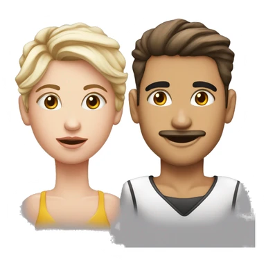 joven con corte alto y al lado, tez normal, cara diamante ojos con bolsas, labios delgados sticker