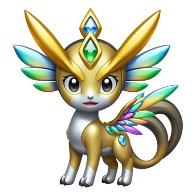 Shiny Colorful Sparkly Glittery Iridescent Alloy Soft Smooth Romantic Tough Cool Big Meloetta-Wargreymon-Pokémon-Digimon-Fakémon-fusion-hybrid-creature sticker