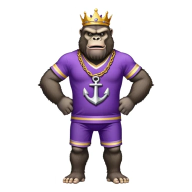 king kong wearing dockers jersey white and purple anchor sticker
