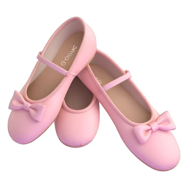 light pink ballet shoes with bow tie straps, 3D style, with depth and dimension sticker