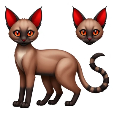 Gothic exotic Red and black and edgy and cute shiny Fantasy-Siamese-Bobcat-Caracal-Lykoi-feline-Fakémon-feline-hybrid (full body) sticker