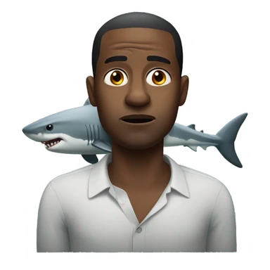 Black man frowning on a shark sticker