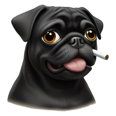 Black pug smoking a cigarette sticker