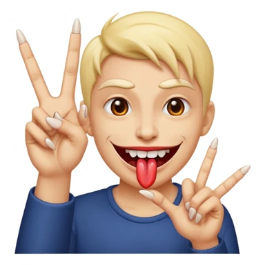 A toung out evil smile with 1 hand in ily sign sticker