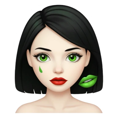 woman with greenl ips sticker