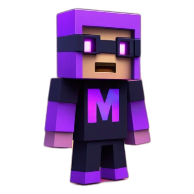 Minecraft steve wearing a black hoodie with "OMG" letters on it and VR headset in a cyberpunk VR environment with violet neon lighting. sticker