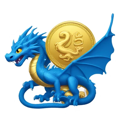 golden coin with a blue dragon sticker