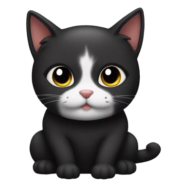 All black cat sitting down sticker