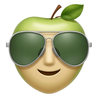 aviator sunglasses with light beige frame and dark green lenses, Apple emoji style, simple shapes, no text sticker