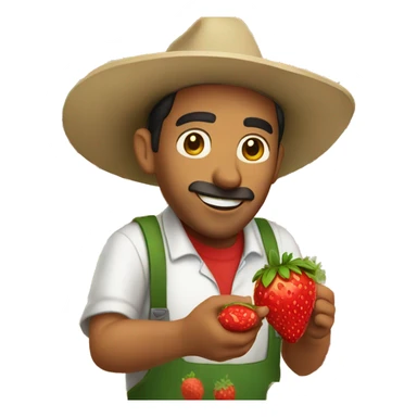 a mexican farmer picking strawberries  sticker