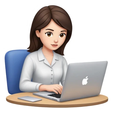 Brunette with MacBook working hard sticker