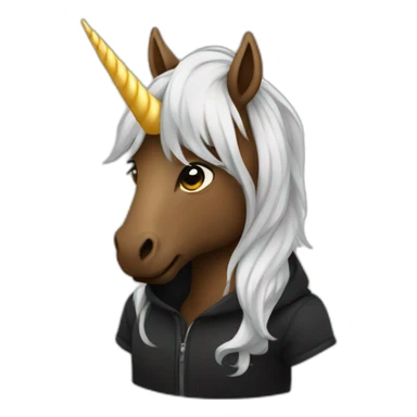 licorn in a black hoodie sticker