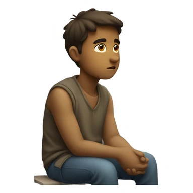 contemplative boy by the window emoji sticker