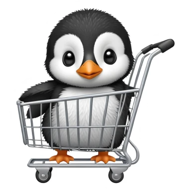 cute baby penguin sitting in a shopping cart sticker