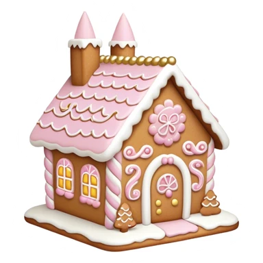 light pink and gold and white gingerbread house sticker
