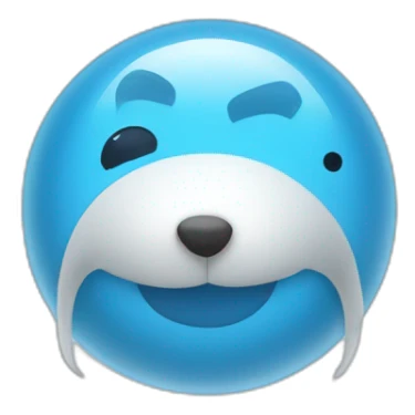 Blue seal with white nose and a pin ball at the end of the nose and a light blue collar sticker