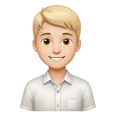 smiling boy in white shirt sticker